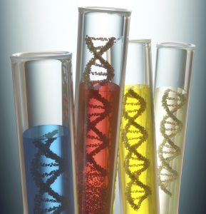 Test tube with dna inside. Concept of manipulation of the genetic code. Clipping path included.